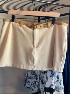 Beige Mini Skort with Belt